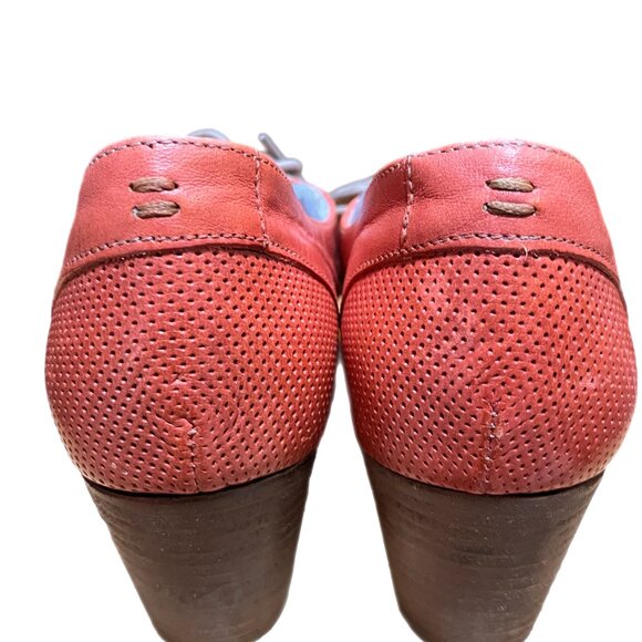 Coque Terra Portugal Anthropologie pink orange lace-up oxfords with heel, 38/7 - Picture 5 of 6